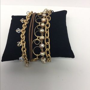 LIZ PALACIOS MULTI STRAND PEARL/CRYSTAL BRACELET NWT